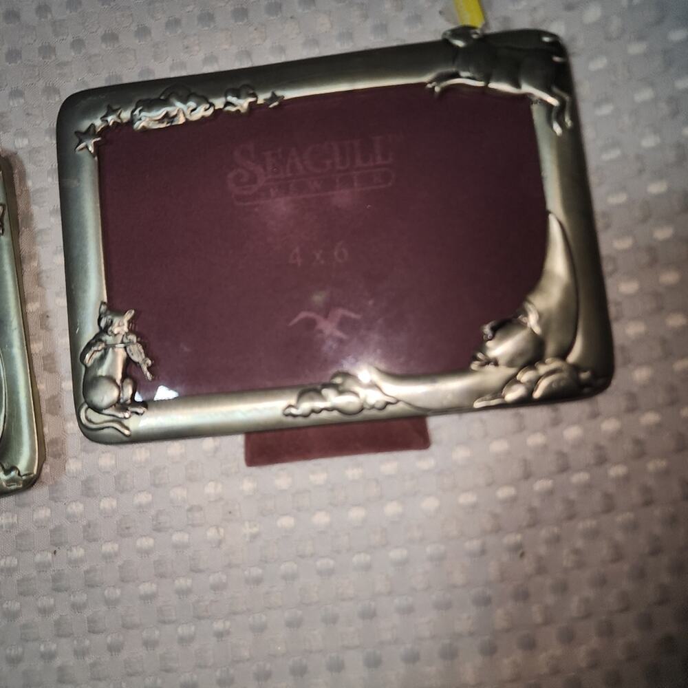 SEAGULL EUC ANIMAL DESIGN  PEWTER 4 X 6 PICTURE FRAMES SET OF 2 - Picture 3 of 5